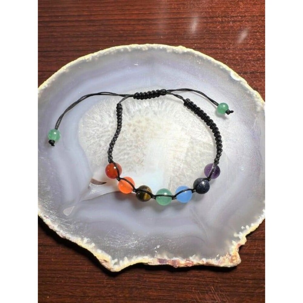 Chakra Beaded bracelet with adjustable slide